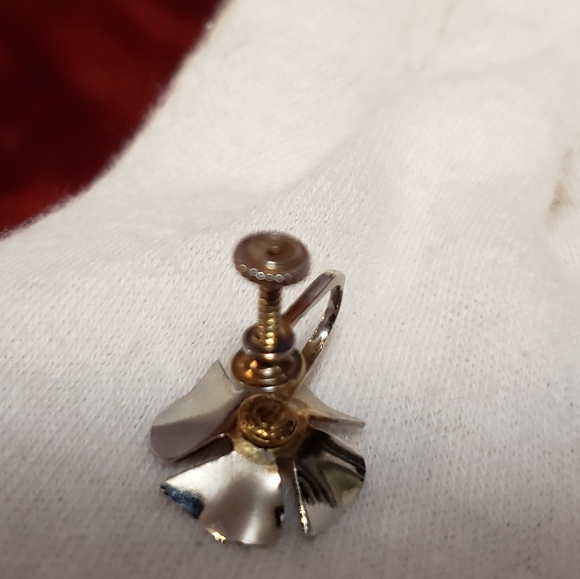 Flower Earrings vintage 1930s Sterling Silver screw back - Picture 5 of 8